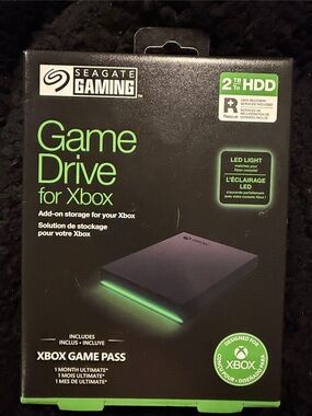 Seagate Game Drive for Xbox 2TB External HDD - Black with Green LED